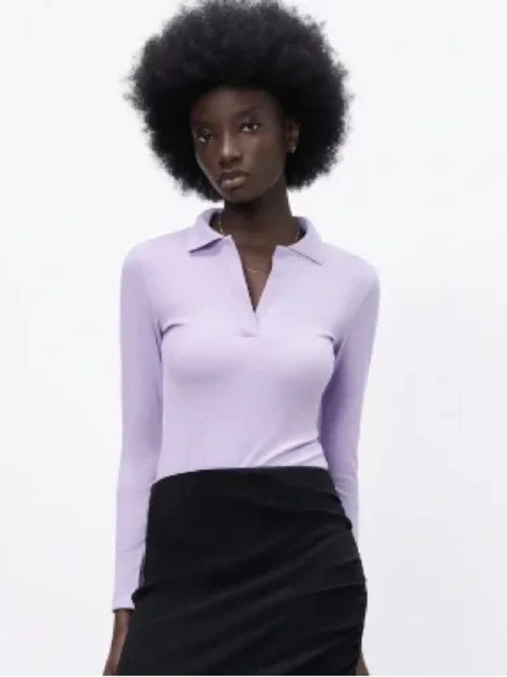 ZARA Long-Sleeve Polo Bodysuit in Lavender